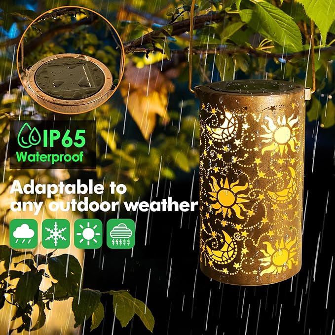Elegant Hanging Solar Lanterns for Backyard, Waterproof LED