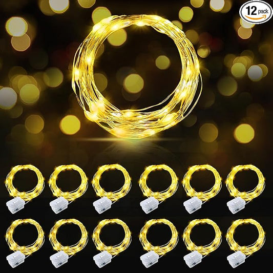 12-Pack Christmas LED String Lights, Waterproof Timer Lights
