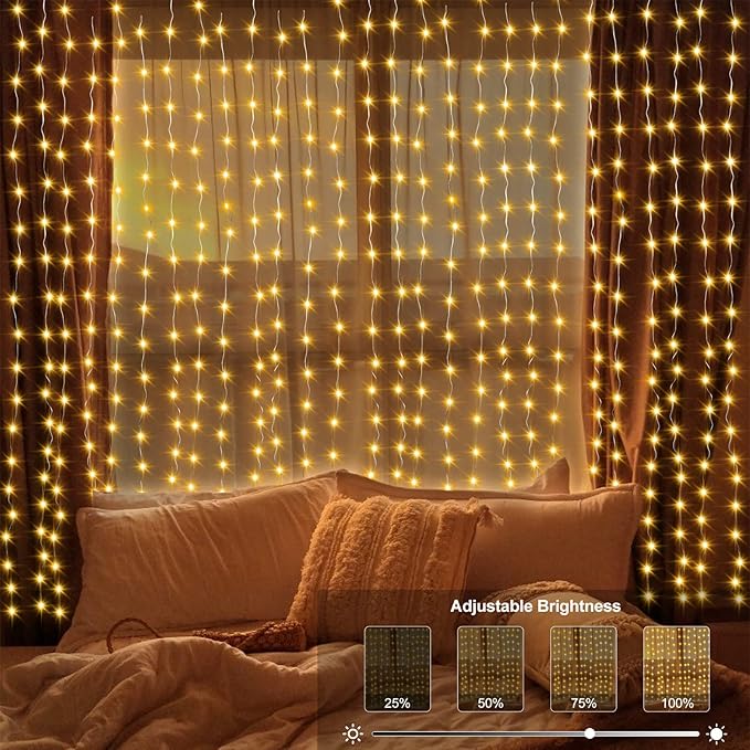 Outdoor String Lights, 8ft Warm White Waterproof LED