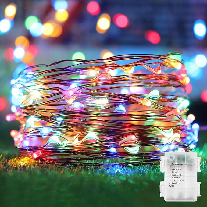 2-Pack 66ft Christmas LED String Lights, Waterproof Timer Lights