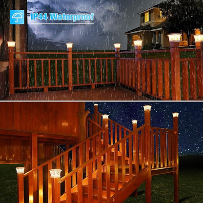VOLISUN Solar Post Cap Lights Outdoor 4Pack, with Edison LED Bulbs, 2 Brightness Setting, Fence Post Lights Solar Powered for Garden Fence Deck Mailbox Yard Porch, Fits 4x4 6x6 Posts(Slate White)