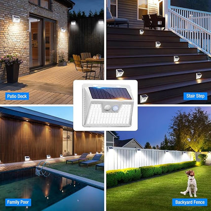 Peasur 5 Pack Solar Lights for Outside, Motion Sensor Outdoor Lights, 140LED Solar Security Lights 3 Working Modes, Solar Lights Outdoor Waterproof for Outside Garden Yard Fence (White Frame)