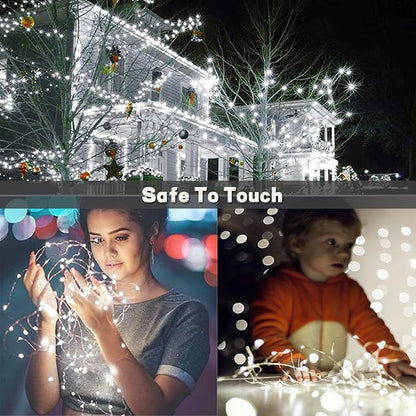 6-Pack 100 LED Christmas Twinkle Lights, 33ft Waterproof for Yard