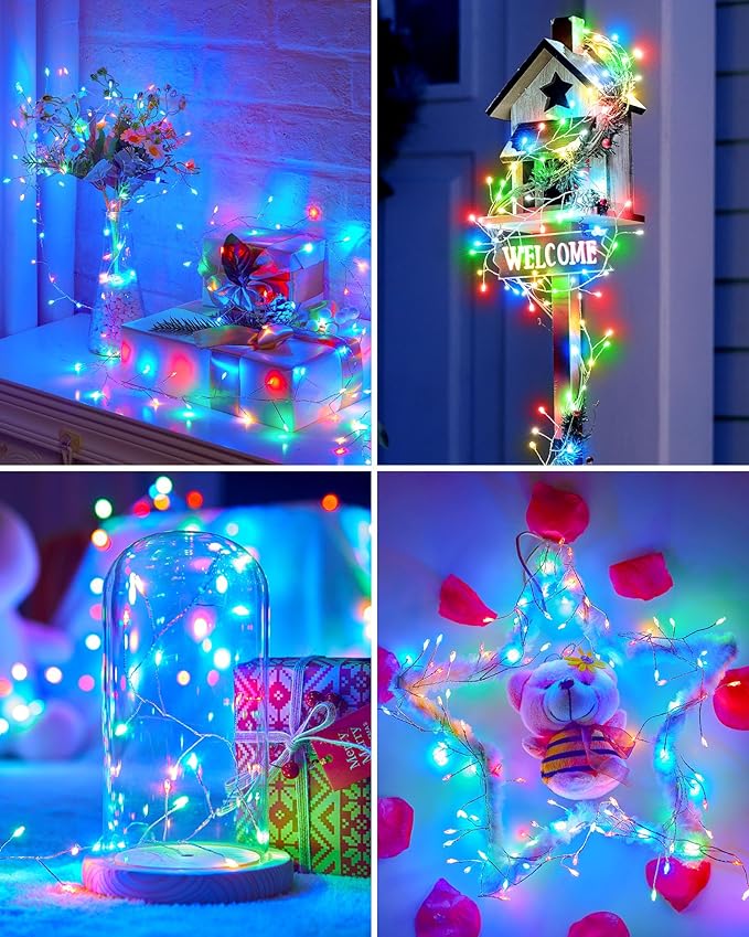 2-Pack 120 LED Christmas Twinkle Lights, 10ft Waterproof for Yard