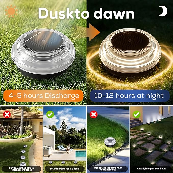 Solar Dock Lights, Warm White Waterproof LED