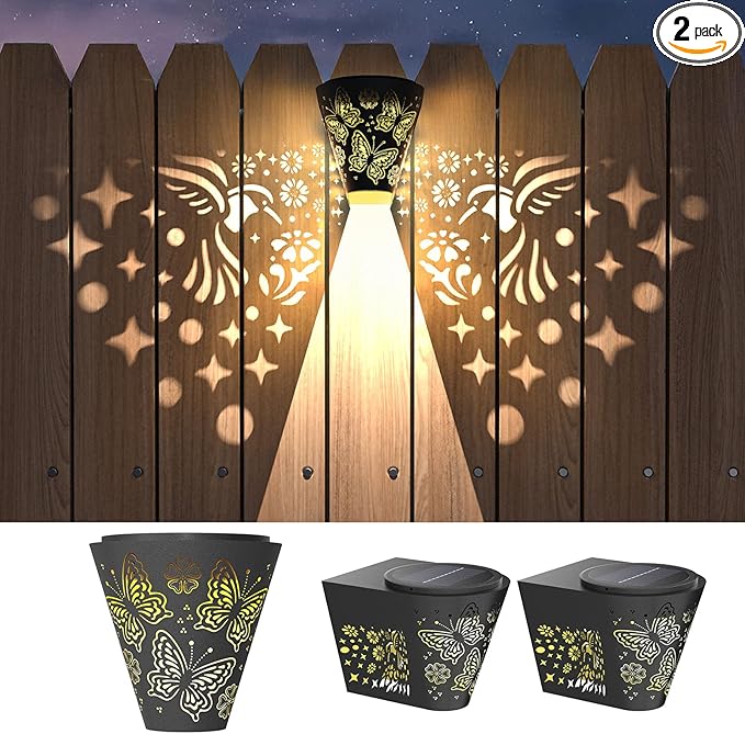 2-Pack Warm White Solar Patio Lights, Outdoor LED