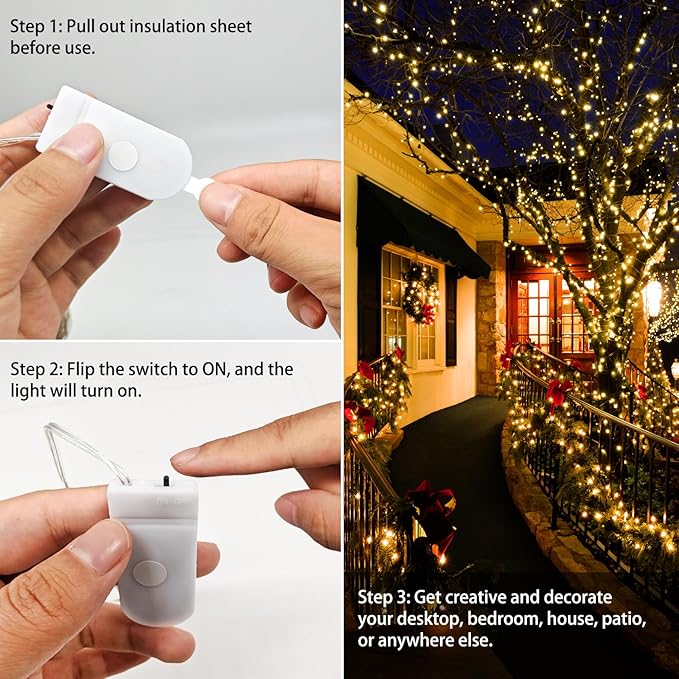 12-Pack 30 LED Christmas Twinkle Lights, 10ft Waterproof for Yard