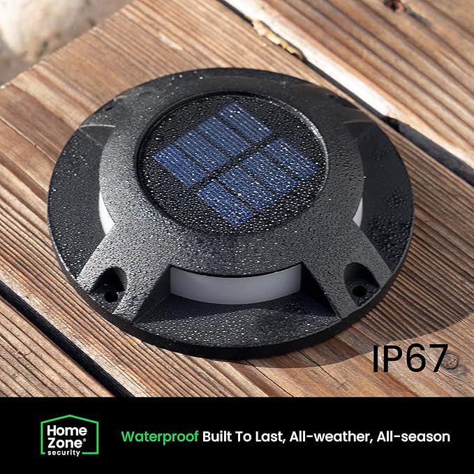 Home Zone 12 Packs Outdoor Solar Deck Light, Black, 120 Lumens Total, Waterproof, Dusk to Dawn, Aluminum Plastic Case for Decor Fence Step Pathway Backyard Garden