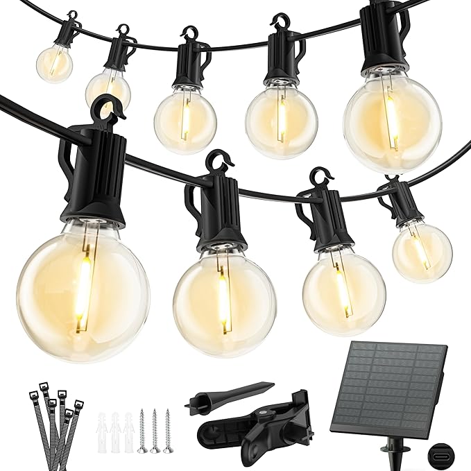 G40 Globe Patio Lights, 38ft 15 LED Bulbs
