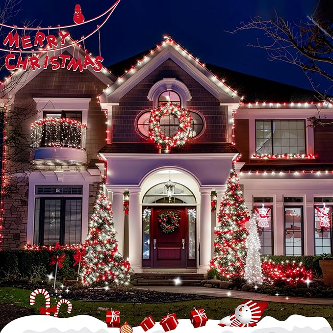 Christmas Backyard String Lights 4-Pack, 1ft 50 LED Waterproof
