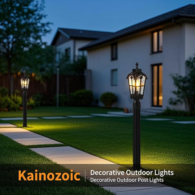 Motion Sensor Outdoor Post Lights Waterproof Dawn to Dusk Sensor Post Light Fixture Outdoor Anti-Rust Waterproof Exterior Lamp Post Lighting for Yard Pathway Driveway Fence -2 Pack