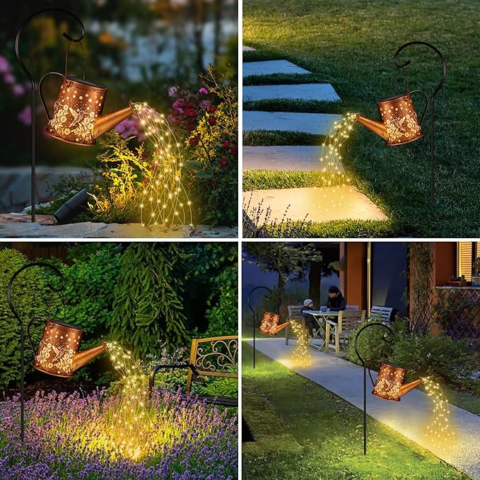 Metal Hummingbird Solar Lanterns for Garden, Waterproof LED