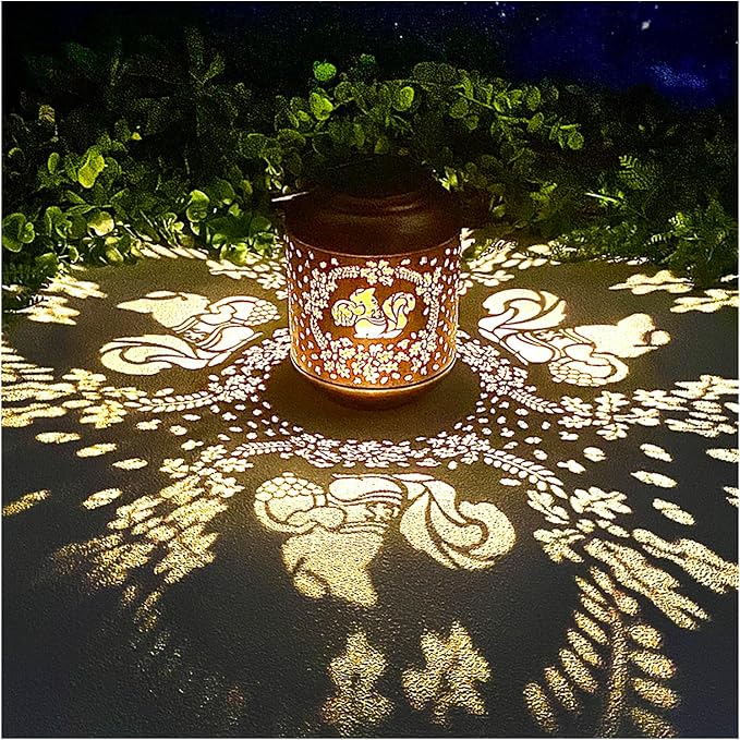 Squirrel Solar Hanging Lanterns, Decorative Porch Decor