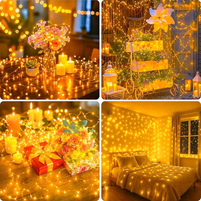 2-Pack 33ft Christmas LED String Lights, Waterproof Timer Lights