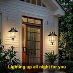 2-Pack Classic Courtyard Solar Lanterns for Porch, Waterproof LED