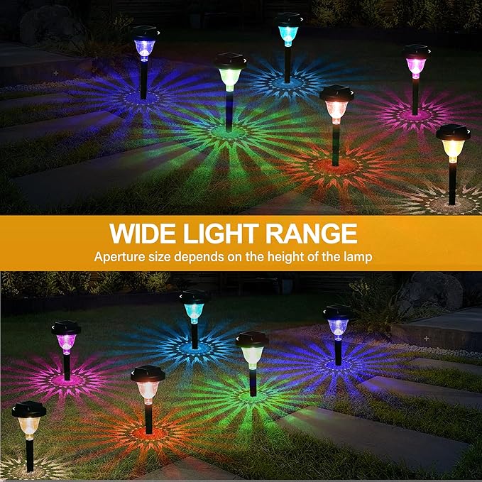 Siatom Solar Pathway Lights 10 Pack, Bright RGB Color Changing Solar Path Lights Outdoor Waterproof IP65, for Outside, Walking Path, Garden, Lawn, Walkway, Yard (Multicolor)