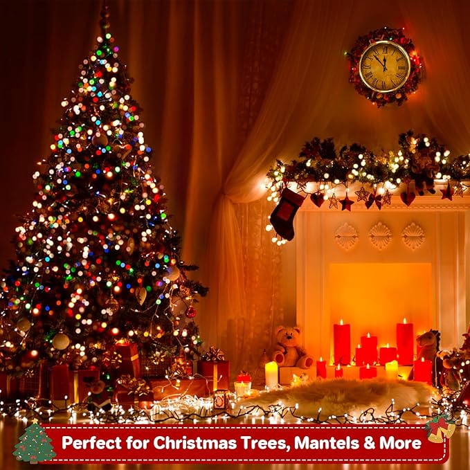 Christmas Patio String Lights, 66ft 200 LED Waterproof
