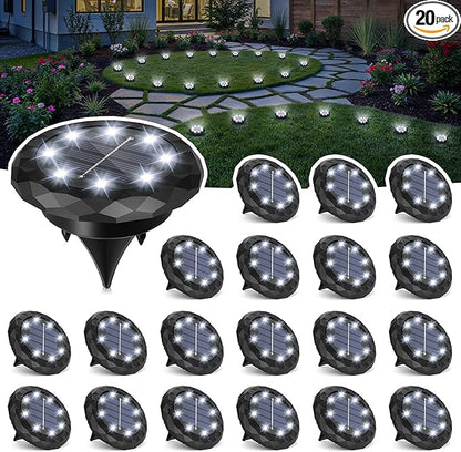 SOLPEX Mini Solar Ground Lights, 20 Pack Solar Lights Outdoor Waterproof, Landscape Lighting for Garden Pathway Driveway Walkway (Cool White)