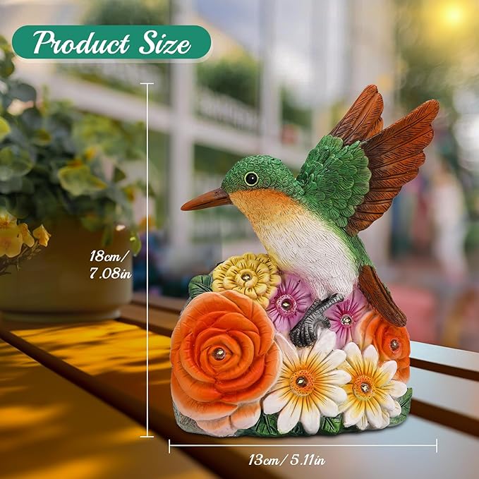 Solar Hummingbird Garden Statue Light, Outdoor Decor