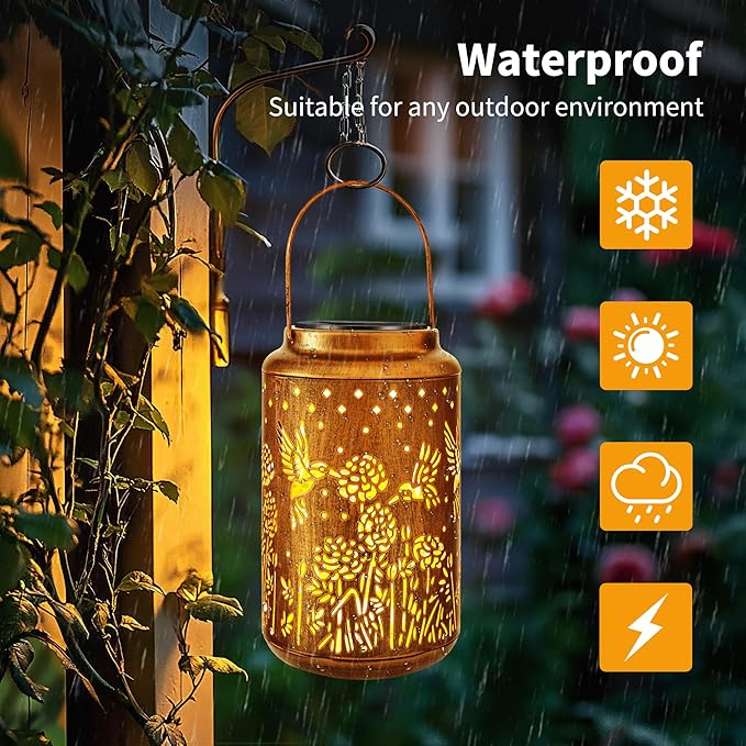 Hummingbird Solar Lantern Set, Charming Porch Lighting