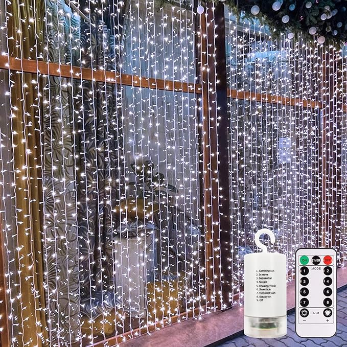 Cool White Backyard String Lights, 8ft Weatherproof LED