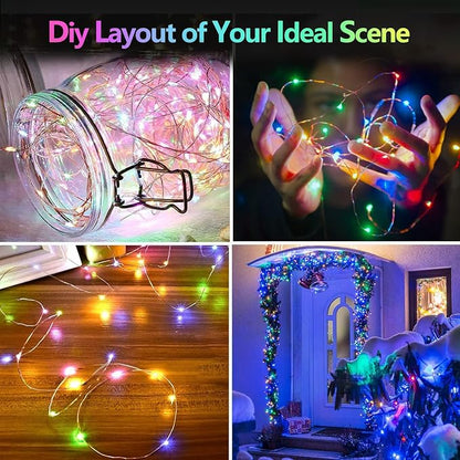 2 Pack St. Patrick's Day Fairy Lights Battery Operated, 20FT 60LED RGB Color Changing String Lights, Christmas Twinkle Light with Timer and Remote for Indoor & Outdoor St. Patrick's Day Decorations