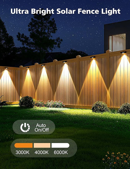 VOLISUN Solar Fence Lights, Fence Lights Solar Powered, IP65 Waterproof LED, 3 Color Temperatures Solar Light for Fence, Yard, Wall, Backyard (16 Pack, Black)