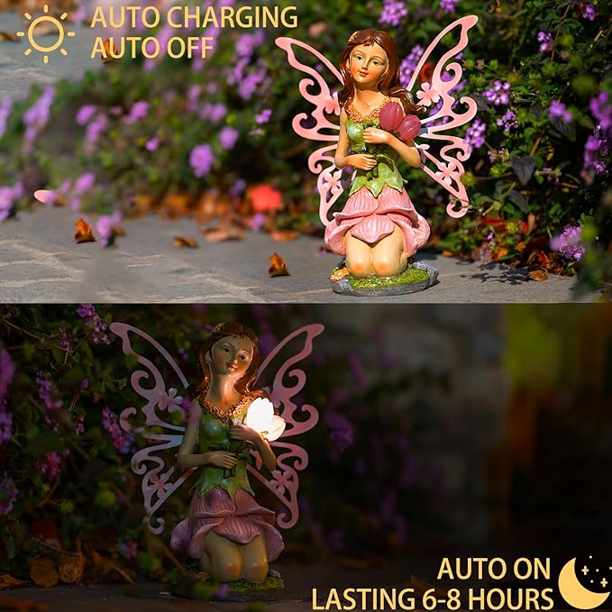 10.82" Solar Garden Garden Statue Light, Outdoor Decor