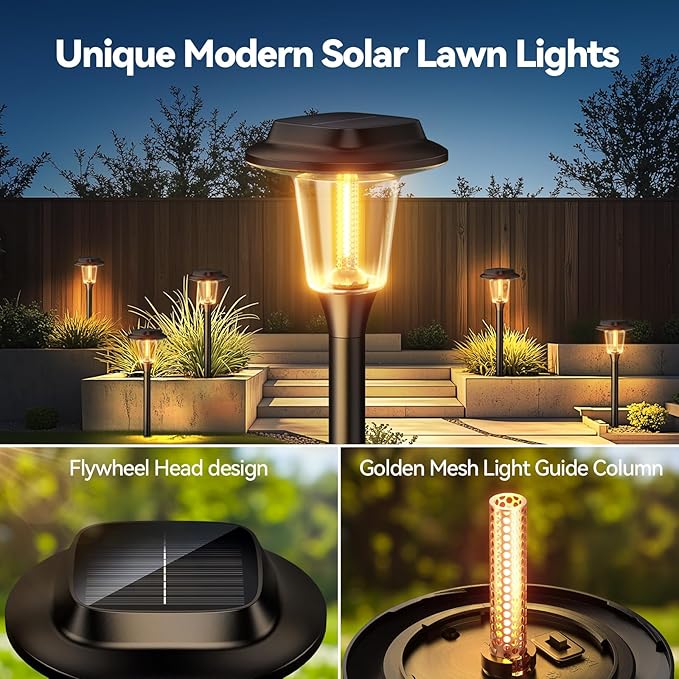 KOOPER Solar Pathway Lights Outdoor, 8 Pack Modern Brighter Solar Powered Landscape Path Lights, IP65 Waterproof Outdoor Solar Garden Lights for Yard Patio Driveway Walkway Lawn Sidewalk Decorative