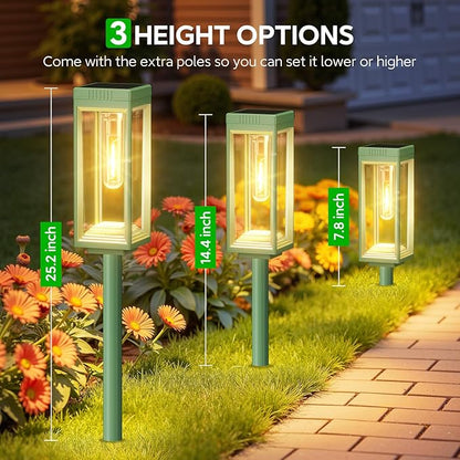WdtPro 8 Pack Solar Pathway Lights Outdoor, Bright Solar Garden Lights Outdoor Waterproof, Auto On/Off, 15+ Hours Runtime, Lights Solar Powered for Pathway Yard Garden Walkway, Warm White