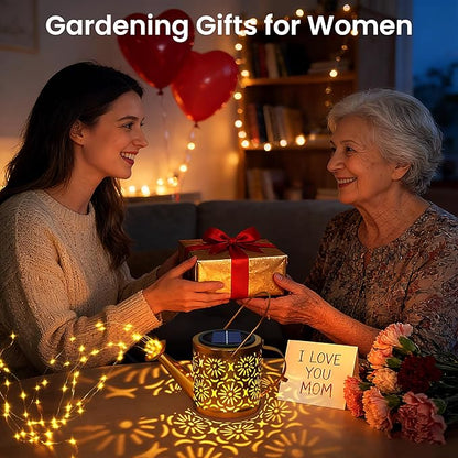 X-PREK Solar Garden Lights Outdoor Decoration, Metal Solar Watering Can Lights Outdoor Waterproof, Small Patio Light Yard Lawn Pathway Decor, Gardening Gifts for Women Mom Grandma 2 Packs