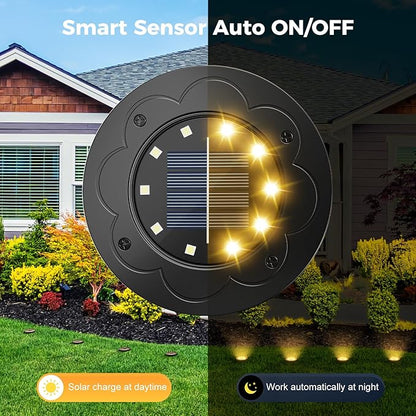Brightown Solar Lights Outdoor Waterproof, 12 Packs LED In-Ground Lights Outdoor Solar Lights for Yard Patio Garden Lawn Deck Outside Pathway Walkway Sidewalk, Warm White