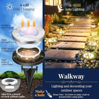 Solar Flat Disk Lights 12-Pack, Waterproof Walkway
