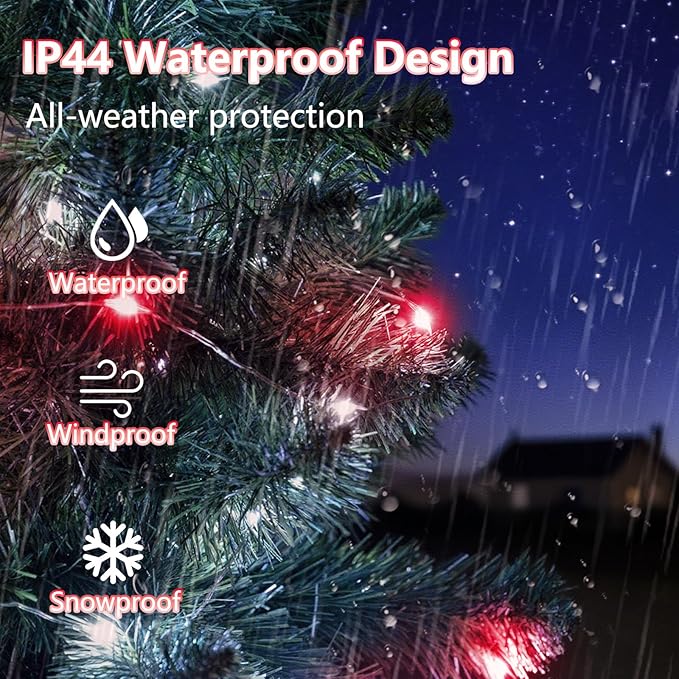 Christmas String Lights, 33ft 100 LED Waterproof Twinkle Lights
