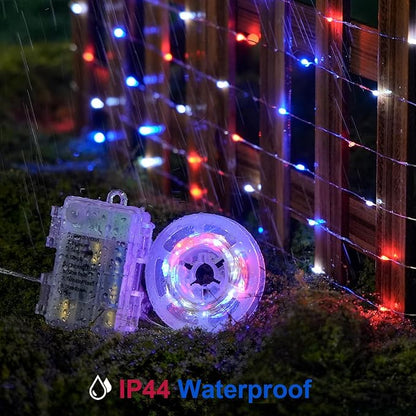 2-Pack Outdoor String Lights, 66ft White Waterproof LED