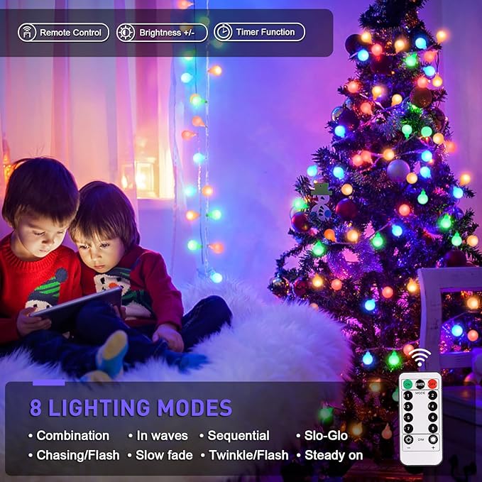 Christmas String Lights, 33ft 100 LED Waterproof Twinkle Lights
