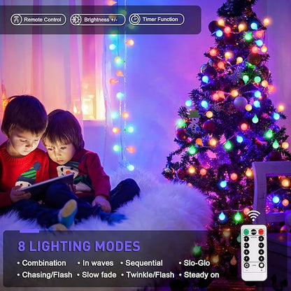 Christmas String Lights, 33ft 100 LED Waterproof Twinkle Lights