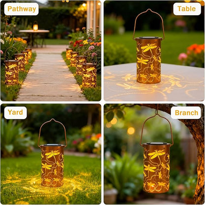 Dragonfly Solar Lanterns Outdoor Waterproof, Birthday Gifts for Women Mom Grandma, Hanging Solar Lights for Yard, Patio, Porch, Garden Decor, Christmas Gifts for Her/Him