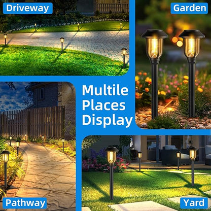 12 Pack Solar Pathway Lights Outdoor, Solar Lights Outdoor Waterproof Auto On/Off,Solar Garden Lights Solar Powered, Landscape Lighting for Yard Walkway Driveway Path Warm White