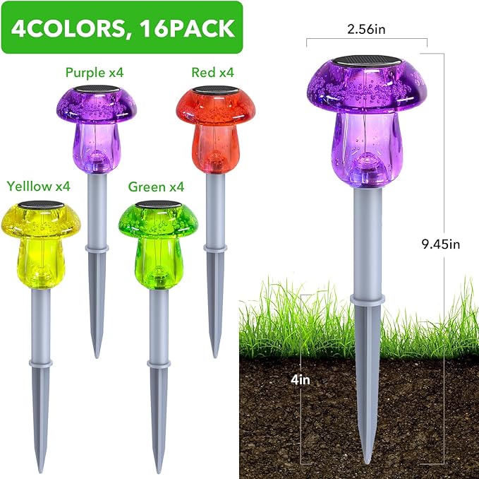 Multicolor Solar Pathway Lights 16-Pack, Garden LED