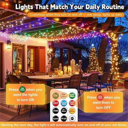 HXWEIYE Rechargeable Fairy Lights with Remote, 2 Pack 33ft 100LED Twinkle Lights with DIY Timer & Light Sensor, Waterproof Outdoor String Lights for Bedroom Patio Christmas Tree Decor, Multicolor
