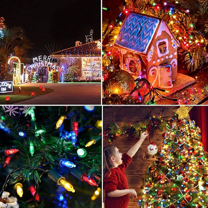 KOUQIYA Battery Operated Christmas Lights, 33ft 100 LED Battery Operated String Lights with Auto-Timer 8 Modes Waterproof String Lights for Xmas Outdoor Indoor Garden Party Decor, Multicolor