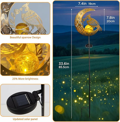 Solar Phoenix Bird Lights Outdoor - Moon & Mythical Bird Garden Stake Lights, Handcrafted Solar Powered Decor for Patio/Yard/Pathway, Weatherproof Landscape Lighting for Holidays & Special Occasions