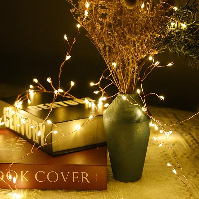 120 LED Fairy Lights, 14.7ft String Lights with Remote, 8 Modes Timer Twinkle Lights Battery Operated, Fairy Lights for Bedroom Wreath Party Window Wedding Christmas Tree Decoration,Warm White