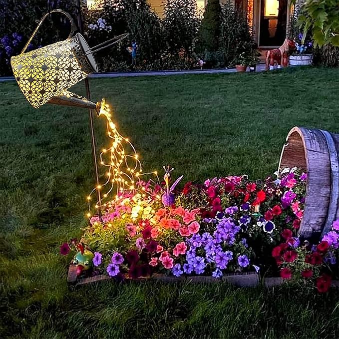 Solar Watering Can Lights, Large Retro Metal Hanging Solar Lights Outdoor Waterproof, Birthday Gifts for Women Mom Grandma Garden Decor Yard Light LED Decoration Outside for Porch Lawn Patio