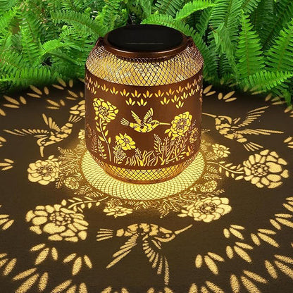 Solar Lanterns Outdoor Waterproof Christmas Birthdays Gifts for Women Mom Grandma Butterfly Garden Decor Metal Hanging Solar LED Lights for Patio(Hummingbird)