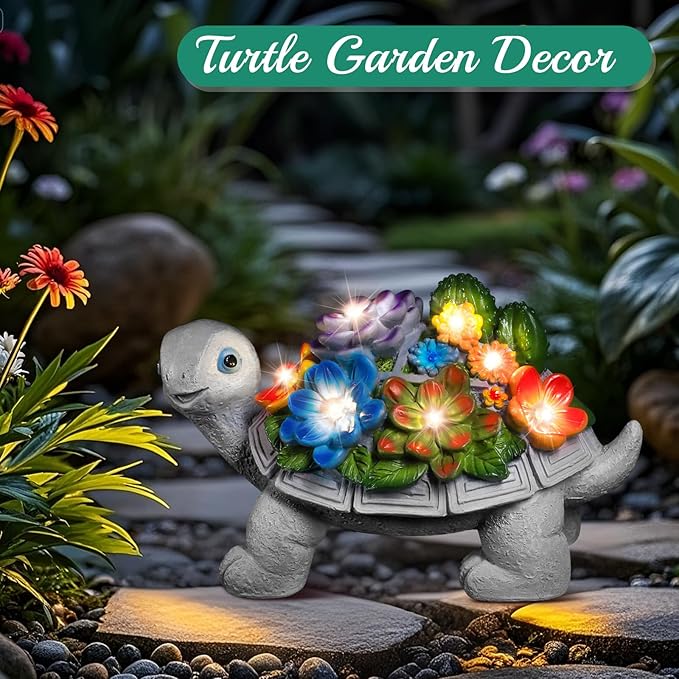 Linkax Easter Gifts for Adults Women, Turtle Statues Solar Garden Decor for Outside Yard Outdoor Home Patio Decor, Birthday Mothers Day Gifts for Mom Grandma Wife Sister Nana from Daughter Son Husband