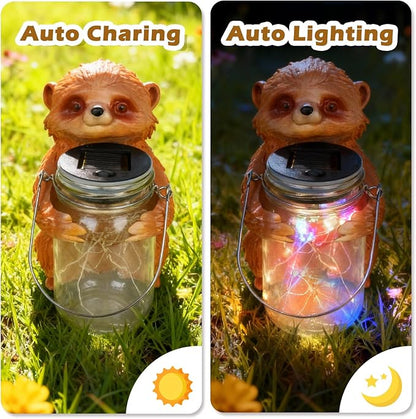 Adorable Sloth Solar Garden Statue with LED Mason Jar Light - Lovely Sloth Figurine for Patio Balcony Lawn Yard Decor - Unique Garden Decor Birthday Gifts for Grandma Mom Women