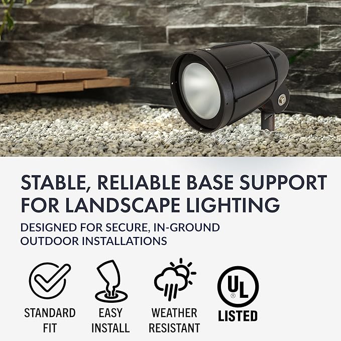 Newhouse Lighting MPOST17 2.5-Inch Outdoor Mounting Post with Cap and Stabilizing Wings for Landscape Flood Lights, Black, 17.63