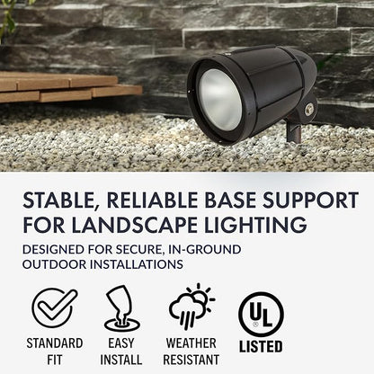Newhouse Lighting MPOST17 2.5-Inch Outdoor Mounting Post with Cap and Stabilizing Wings for Landscape Flood Lights, Black, 17.63
